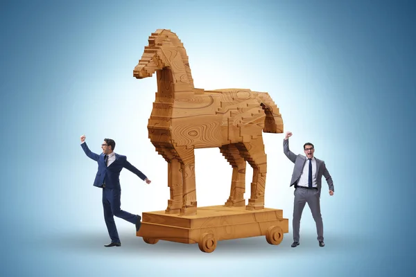 Biznesmen Koń Trojański Koncepcji Pułapki — Zdjęcie stockowe