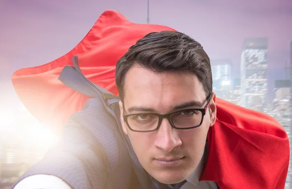 Super Herói Voador Sobre Cidade — Fotografia de Stock