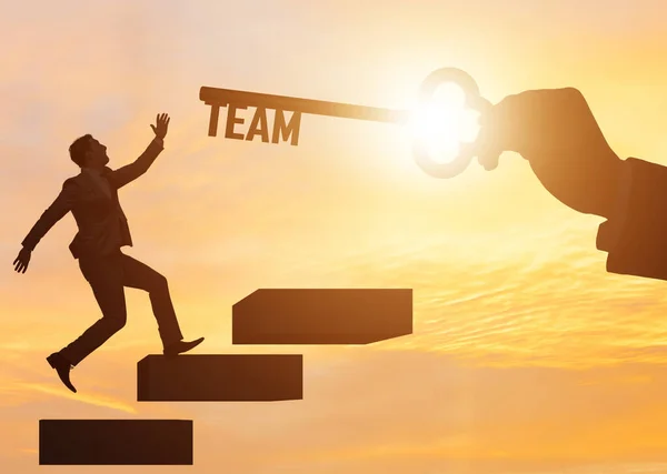 Die Unternehmer Auf Der Karriereleiter Teamwork Konzept — Stockfoto