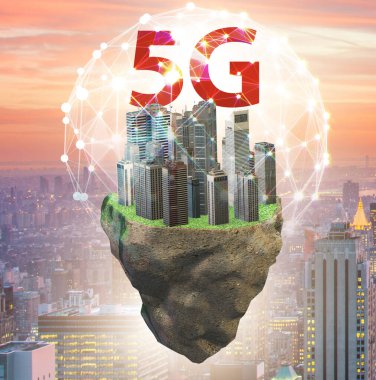 Yüzen ada ile 5G teknolojisi kavramı