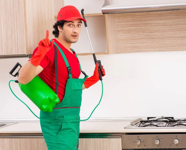 Appaltatore Professionista Che Controllo Dei Parassiti Cucina — Foto Stock