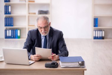 Old employee working at workplace