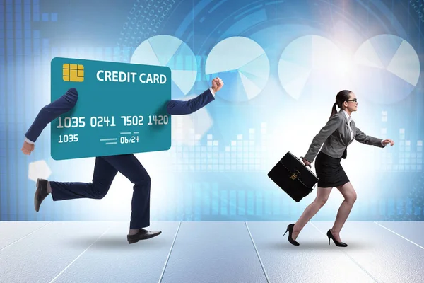 Empresários Conceito Dívida Cartão Crédito — Fotografia de Stock