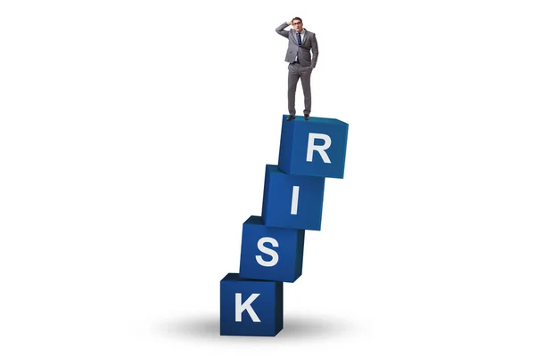 Risk Management Concept Businessman Cubes — Fotografia de Stock