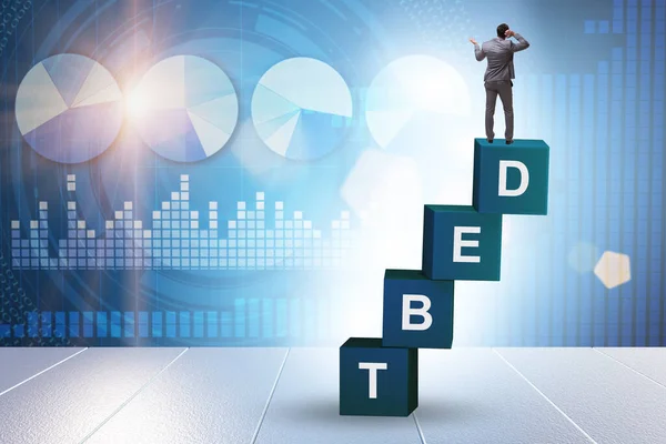 Debt Loan Concept Businessman Cubes — Stockfoto