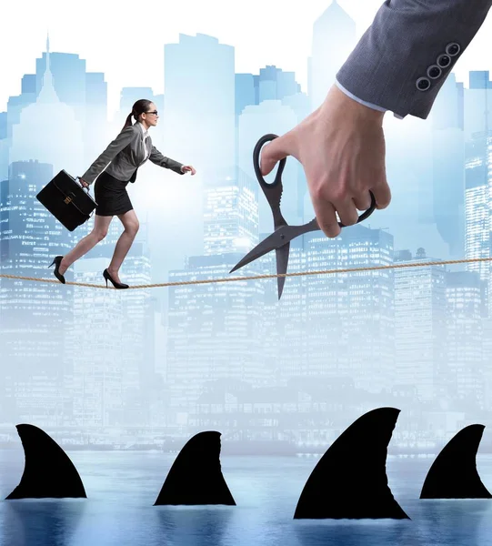 Het Handsnijtouw Business Risk Concept — Stockfoto
