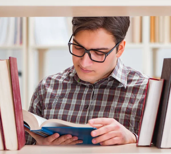 Young Student Looking Books College Library — Stock Photo, Image