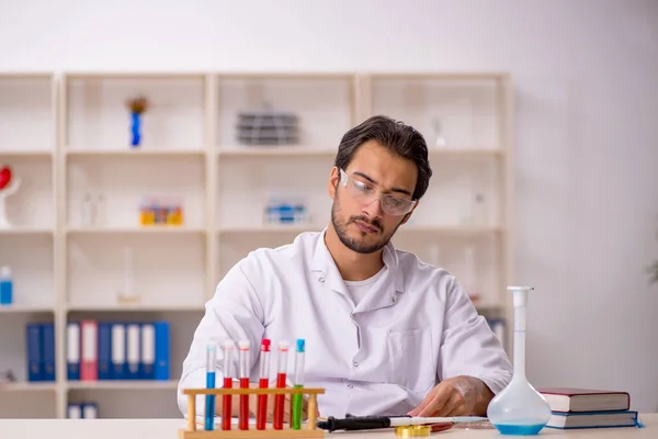 Laboratuvarda Çalışan Genç Bir Kimyager — Stok fotoğraf