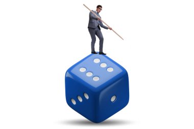 Businessman in uncertainty concept with the dice