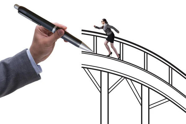 Hand Drawing Bridge Business Concept — Stock Fotó
