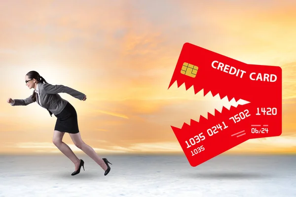 Businesswoman Credit Card Debt Concept — Stock Photo, Image