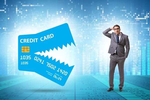 信用卡债务概念中的商人 — 图库照片