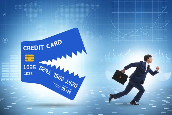 クレジットカードの負債の概念のビジネスマン — ストック写真