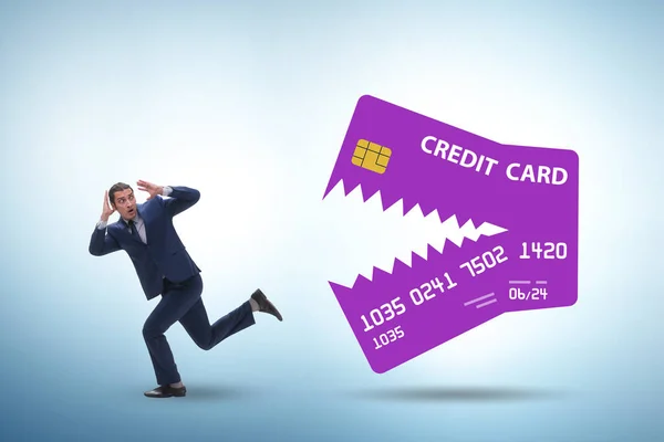 Empresário Conceito Dívida Cartão Crédito — Fotografia de Stock