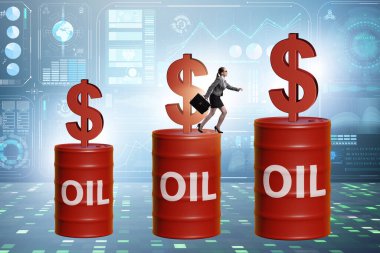 Businesswoman in the oil prices concept