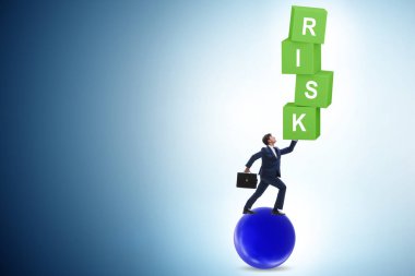 Risk management concept with the balancing businessman