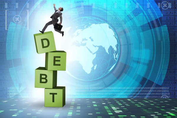 Debt Loan Concept Businessman Cubes —  Fotos de Stock