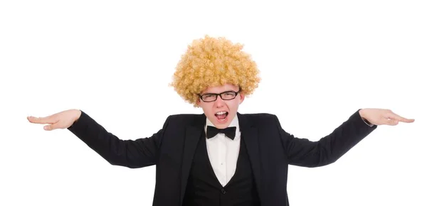 Смешной Человек Вьющимися Волосами — стоковое фото