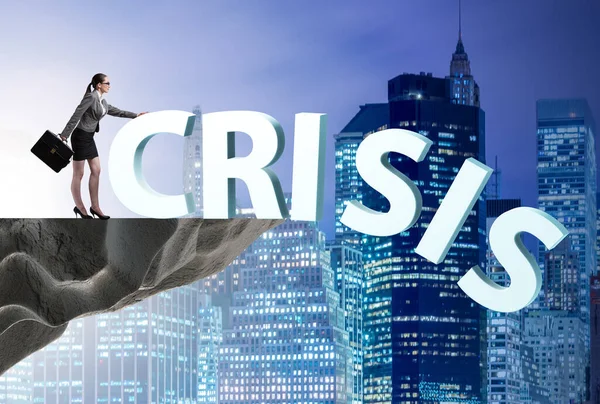 The businesswoman in crisis management concept