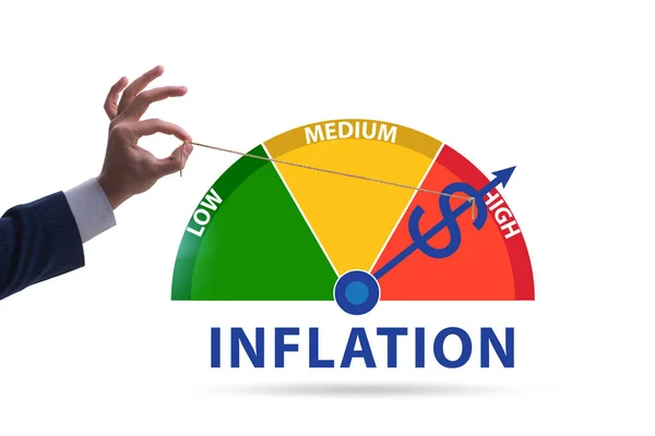 Uomo Affari Con Elevato Concetto Inflazione — Foto Stock