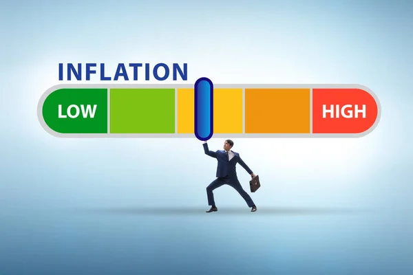 Homme Affaires Dans Concept Forte Inflation — Photo