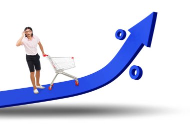 Yüksek market enflasyonu konsepti olan adam.