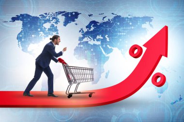 Yüksek market enflasyonu konsepti olan adam.