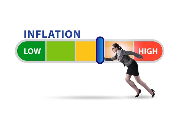 Бізнес Леді Концепції Високої Інфляції — стокове фото