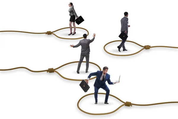 Business People Trapped Rope — Stock Photo, Image