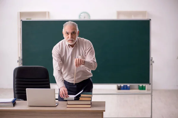 Old teacher in the classroom