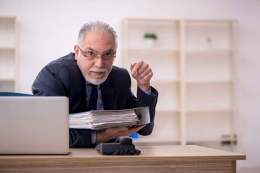 Old employee working at workplace