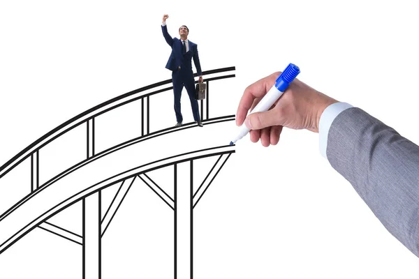 Hand Drawing Bridge Business Concept — Stok fotoğraf