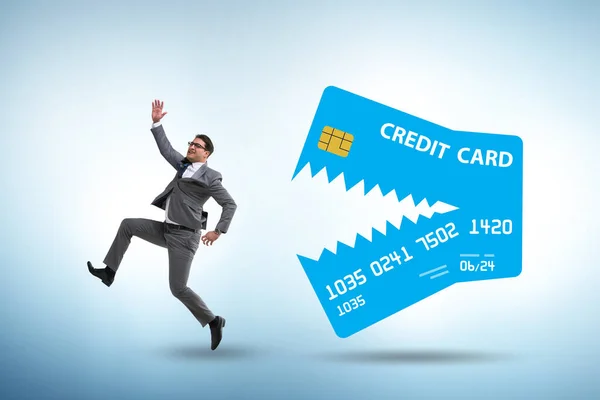 Biznesmen Koncepcji Zadłużenia Karty Kredytowej — Zdjęcie stockowe