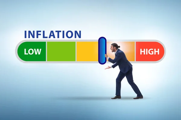 Yüksek Enflasyon Kavramında Adamı — Stok fotoğraf