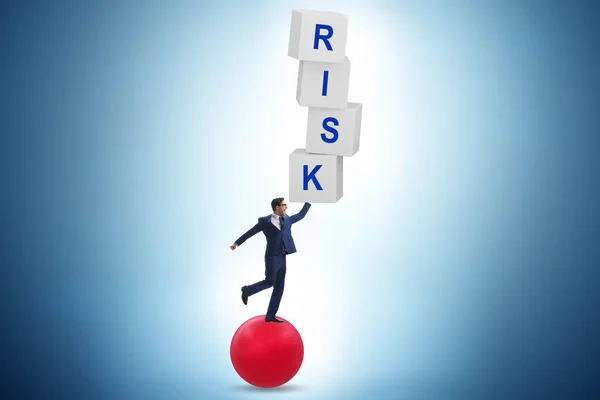 Risk Management Concept Balancing Businessman — Zdjęcie stockowe