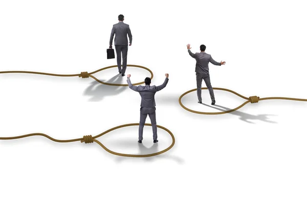 Business people trapped by the rope