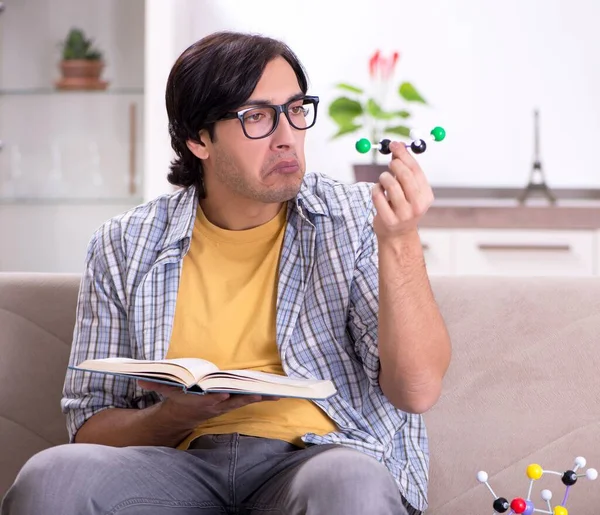 Young Student Physicist Preparing Exam Home — Stock Photo, Image