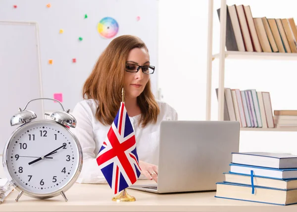 Vrouwelijke Engelse Taaldocent Time Management Concept — Stockfoto