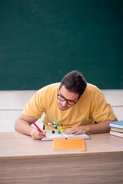 Young Student Physicist Sitting Classroom — Foto Stock