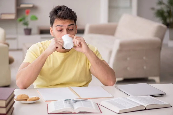 Young Student Studying Home Pandemic — Stock Photo, Image