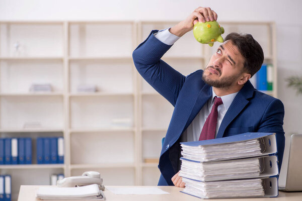 Young employee in planning retirement concept