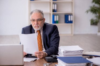 Old employee working at workplace