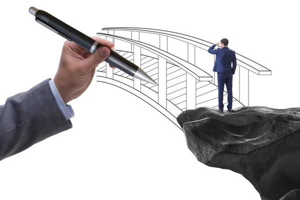 Hand Drawing Bridge Business Concept — Photo