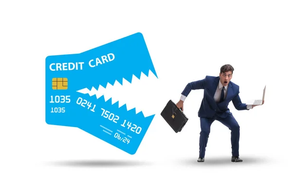 Бизнесмен Концепции Задолженности Кредитным Картам — стоковое фото