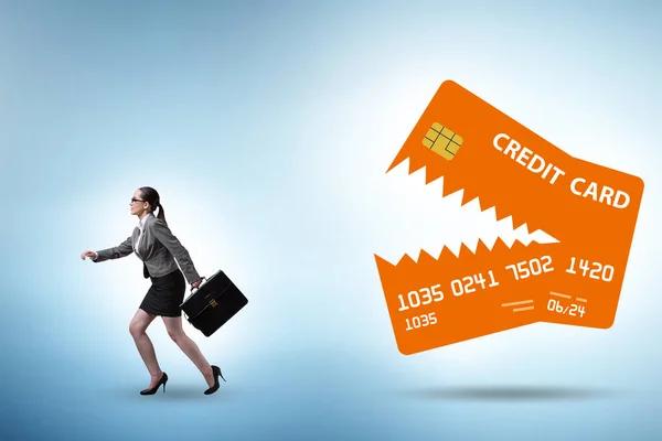 Bizneswoman Koncepcji Zadłużenia Karty Kredytowej — Zdjęcie stockowe
