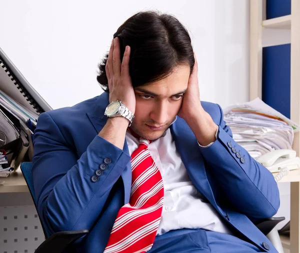Young Businessman Employee Unhappy Excessive Work — Stock Photo, Image
