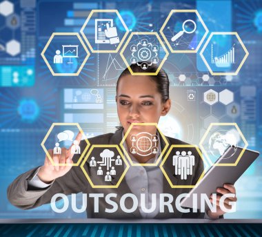 The concept of outsourcing in modern business clipart