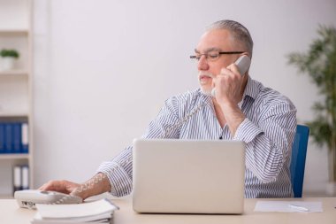 Old employee working at workplace