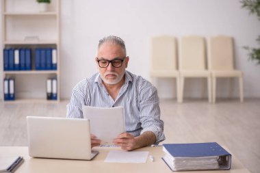 Old employee working at workplace