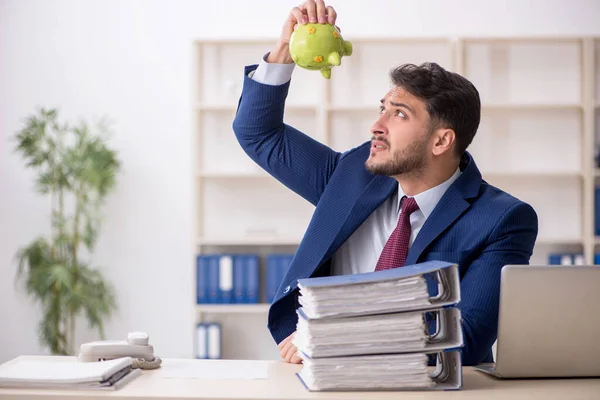 stock image Young employee in planning retirement concept